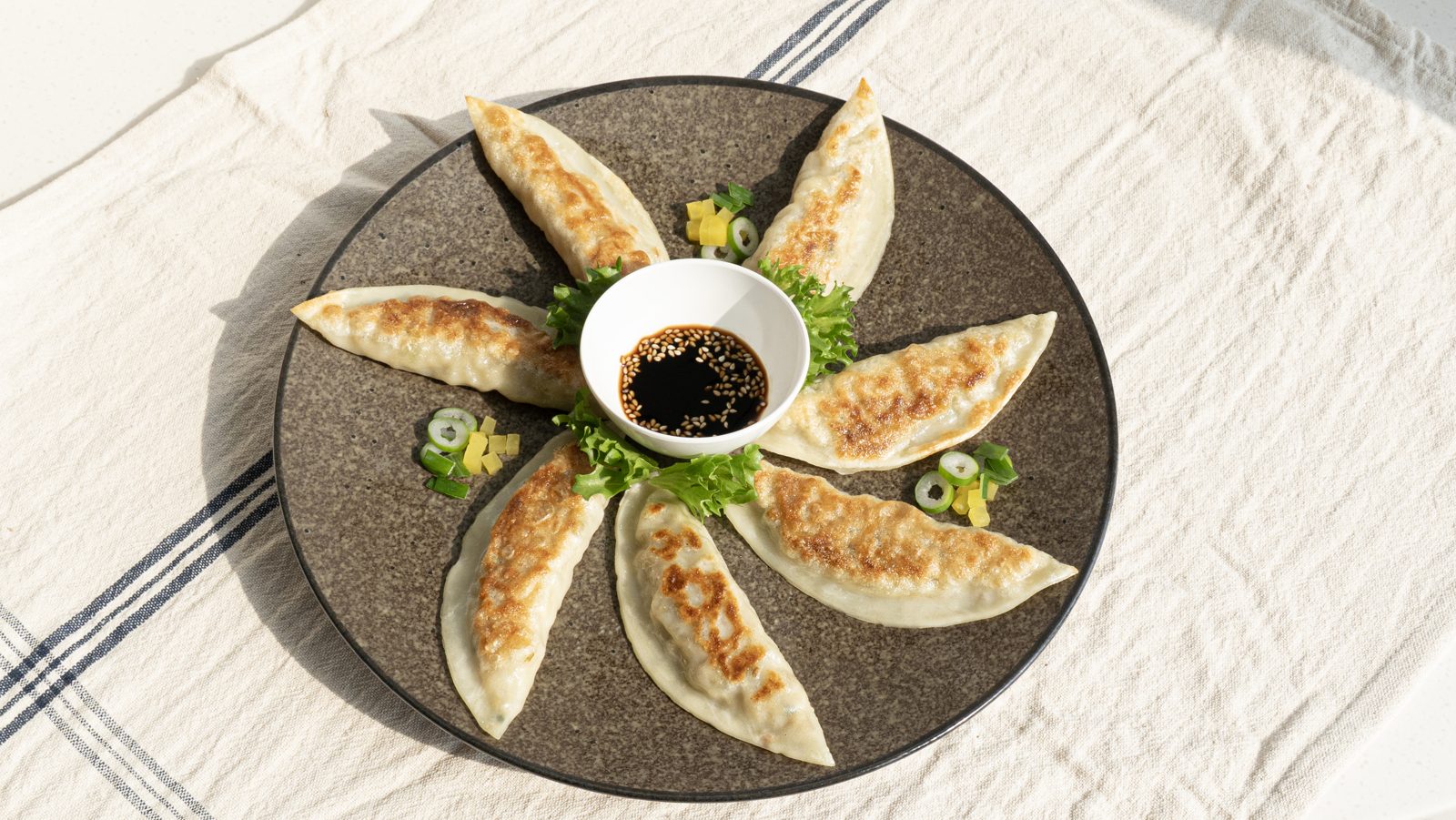 Vegetable dumpling plated